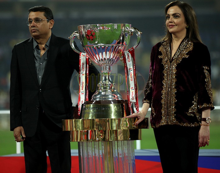 With Nita Ambani, founder and chairperson of Football Sports Development Ltd, the organisers of ISL.