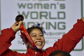 MC Mary Kom after winning her historic 6th World Championship title