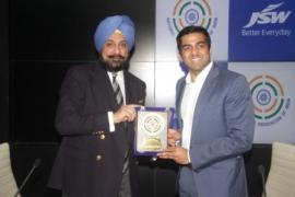 NRAI president Raninder Singh and JSW Sports director Parth Jindal announcing the partnership between NRAI & JSW Group