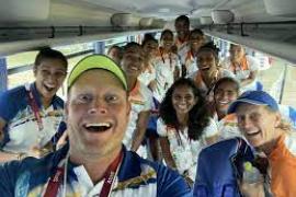 Indian women’s hockey chief coach Sjoerd Marijne team bus